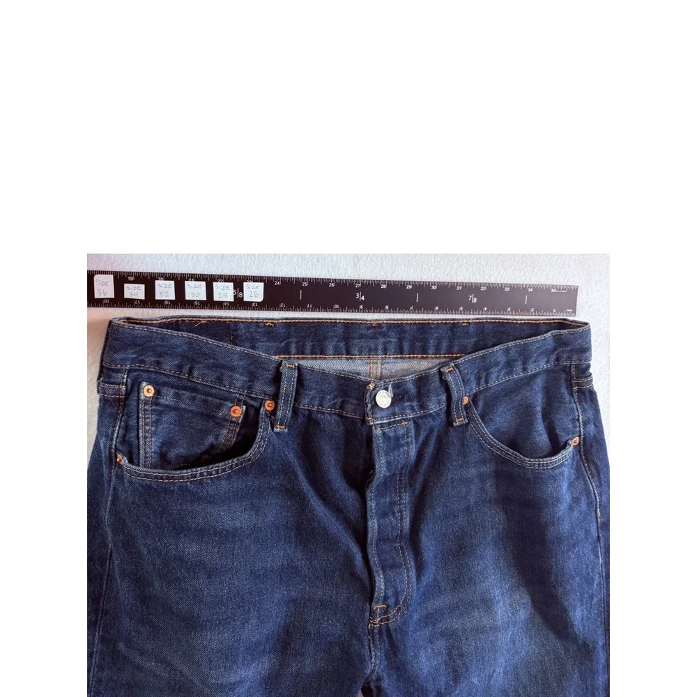 Levi's 501 Original Fit Jeans Men 38x32 (35x29.5) Blue Whiskering Denim Straight